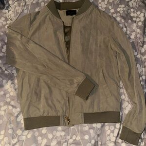 Sage Green Suade Bomber jacket, Size M
